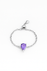 Aira Teardrop Chain Ring - Pure 925 Silver