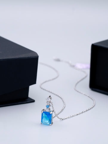 Neelam Drop Necklace - Pure 925 Silver