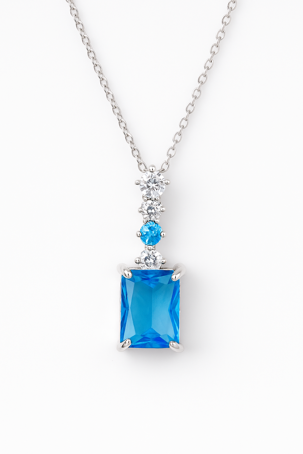 Neelam Drop Necklace - Pure 925 Silver