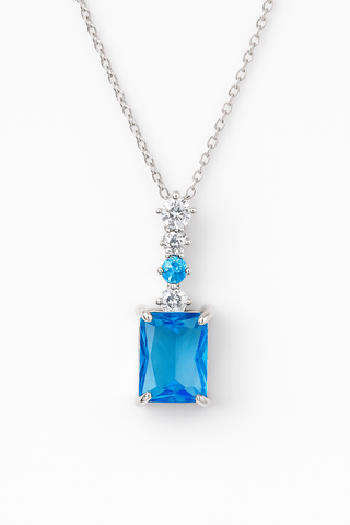 Neelam Drop Necklace - Pure 925 Silver