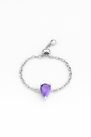 Aira Teardrop Chain Ring - Pure 925 Silver