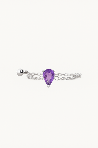 Aira Teardrop Chain Ring - Pure 925 Silver