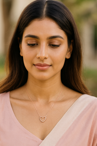 Rose Gold Heart Necklace|925 Pure Silver
